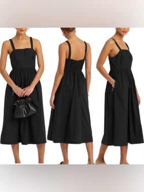 A New Day Sleeveless Fit and Flare Black 100% Cotton Summer Dress with Pockets M